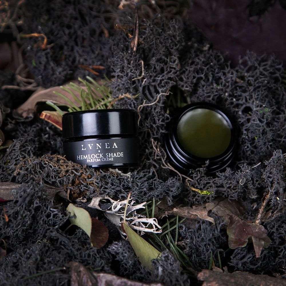 
                      
                        HEMLOCK SHADE | Parfum Crème - black spruce, hemlock, sandalwood
                      
                    