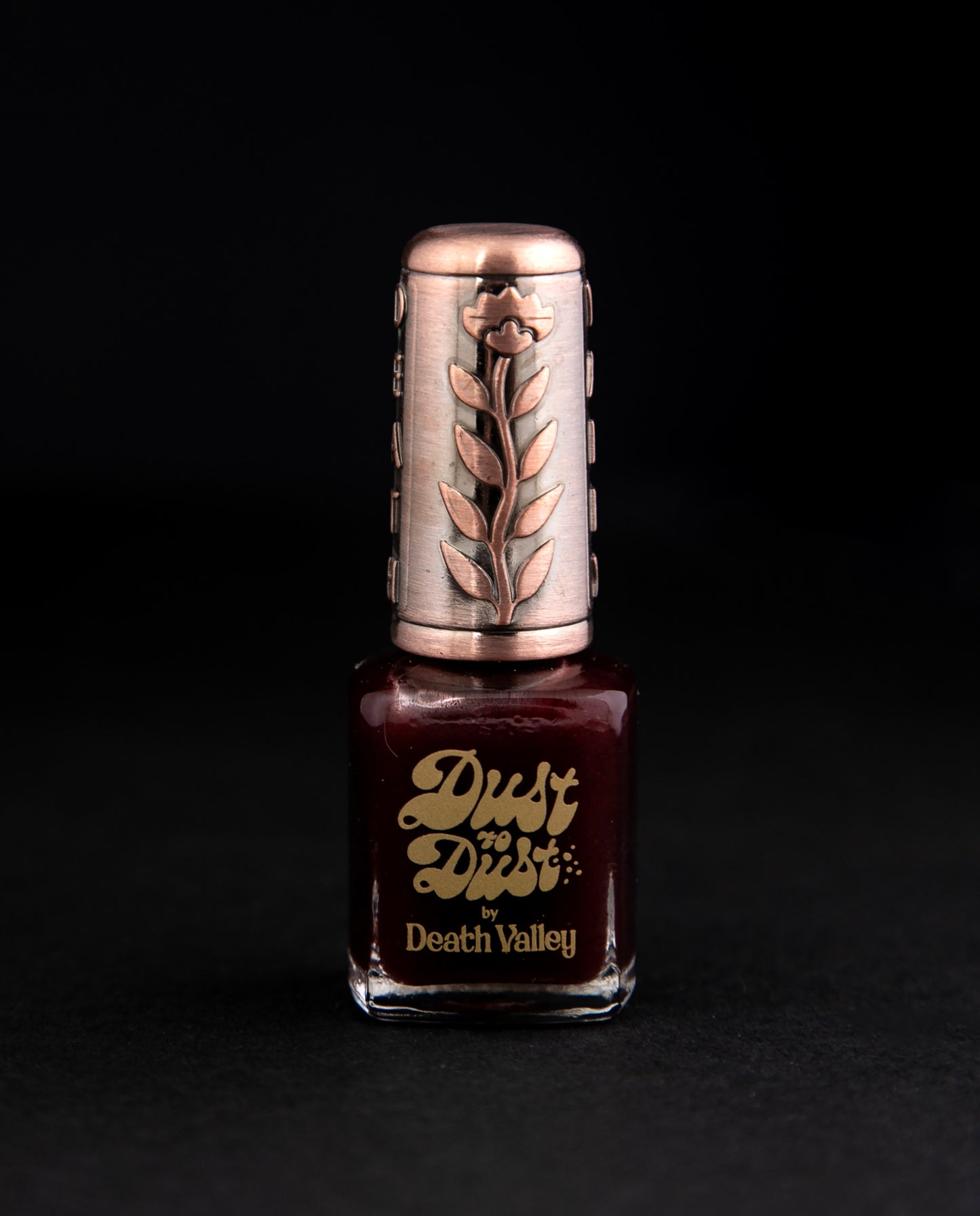 "Hibiscus Flower & Beet Root" nail polish by Death Valley Nails. The polish is a deep oxblood colour.