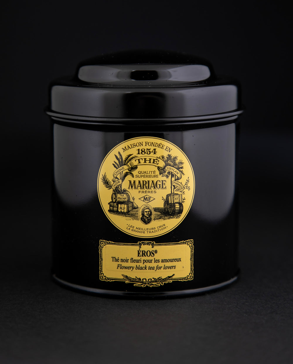 100g black laquered metal canister of Mariage Frère's 