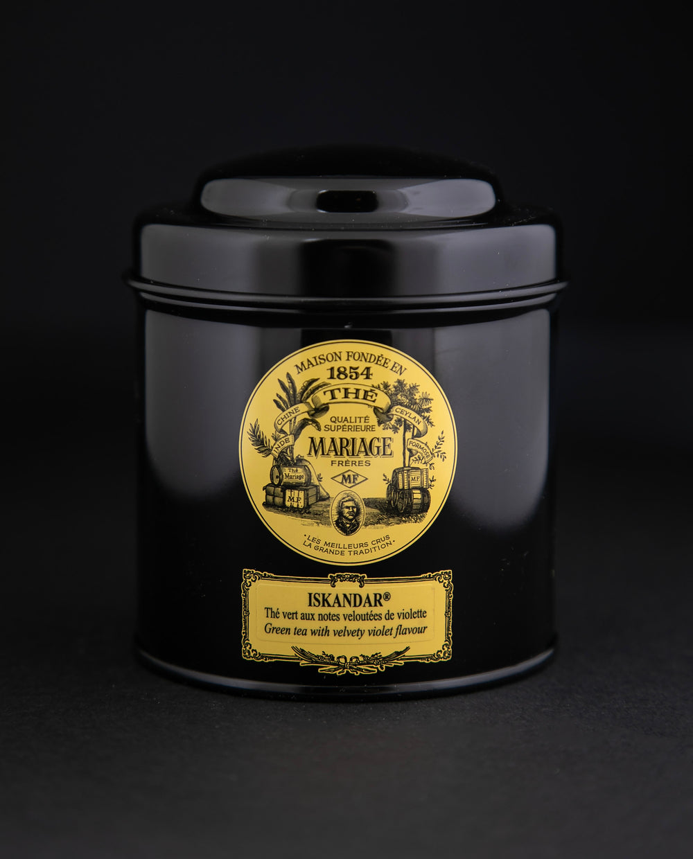 100g black laquered metal canister of Mariage Frère's 