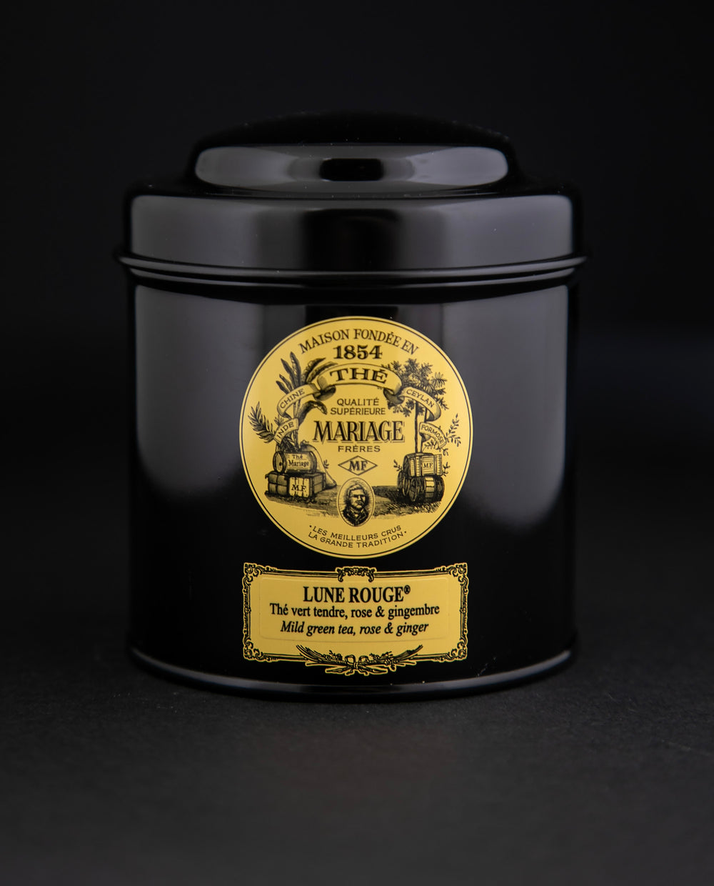 100g black laquered metal canister of Mariage Frère's 