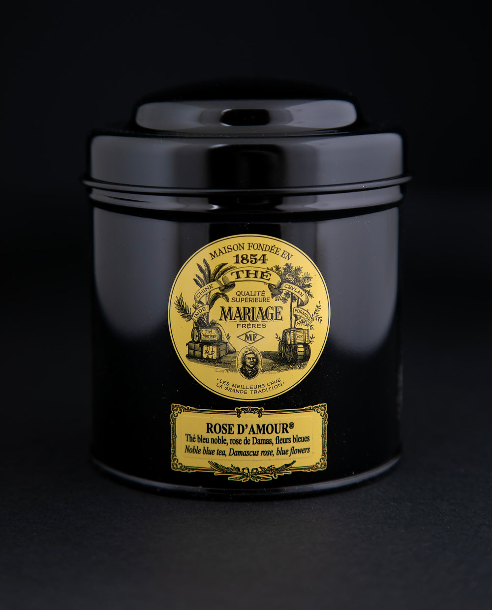 100g black laquered metal canister of Mariage Frère's 