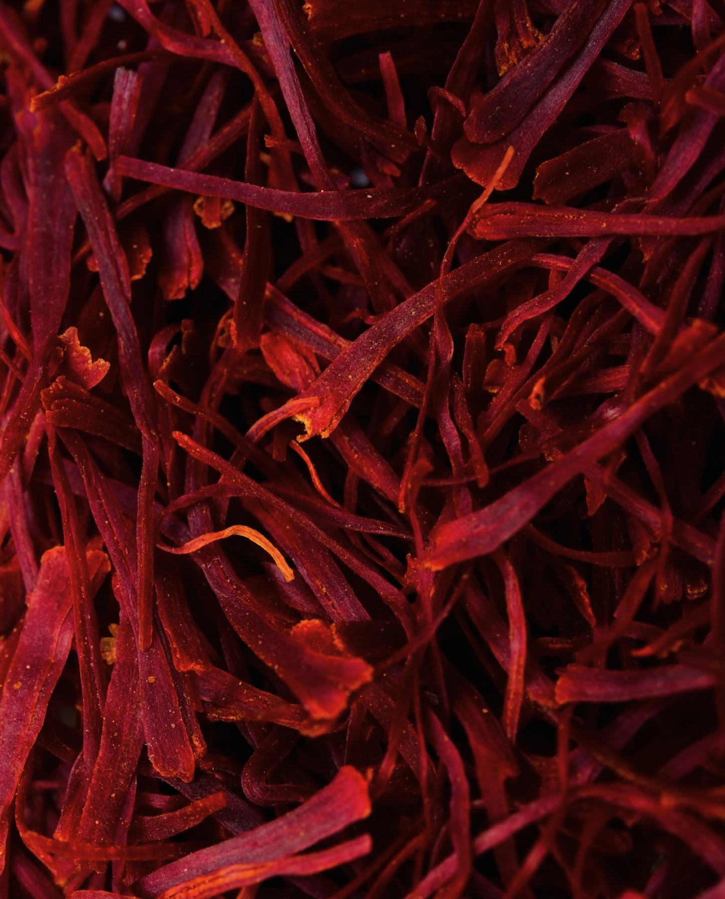 close up of bright red saffron threads