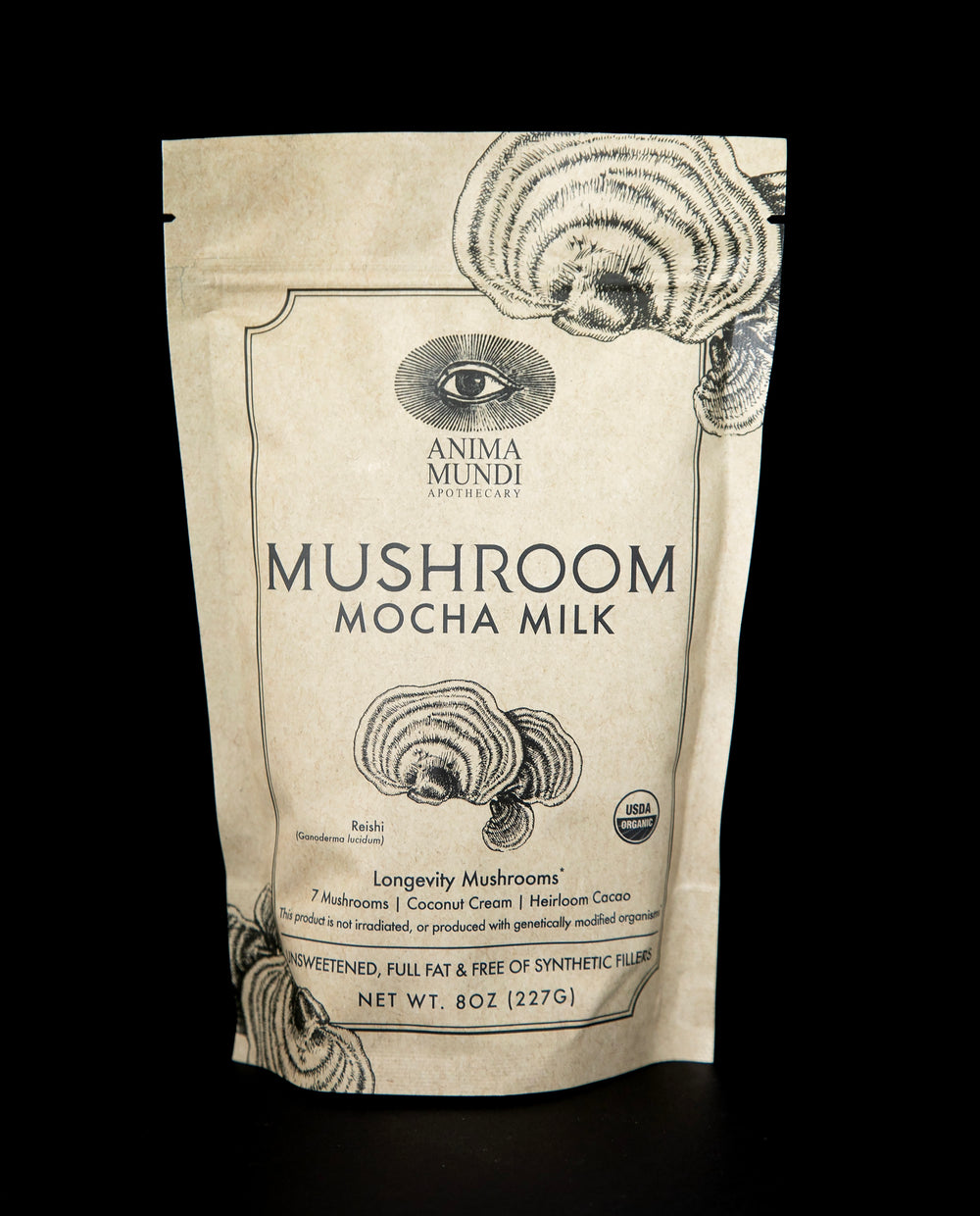 Tan-coloured resealable pouch of Anima Mundi's 